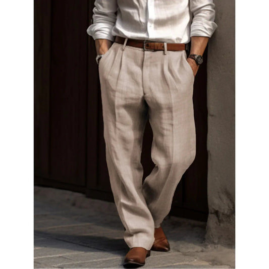 Tom Hollinger | Herren Leinenhose Lockerer Sitz Elegante Businesshose