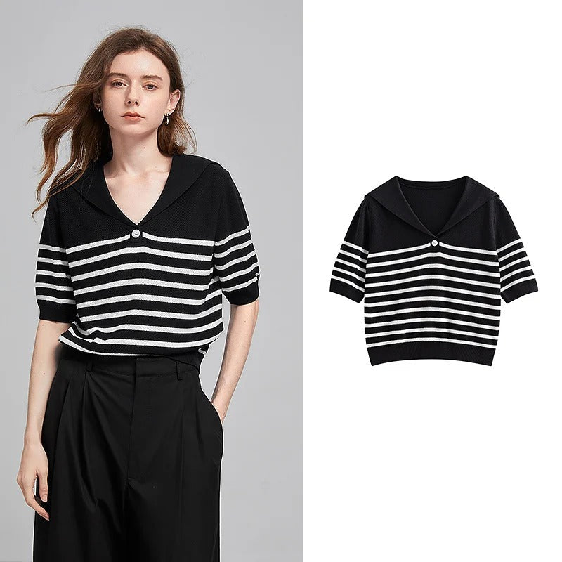 Tom Hollinger | Gestreiftes Pullover-Top mit Kragen