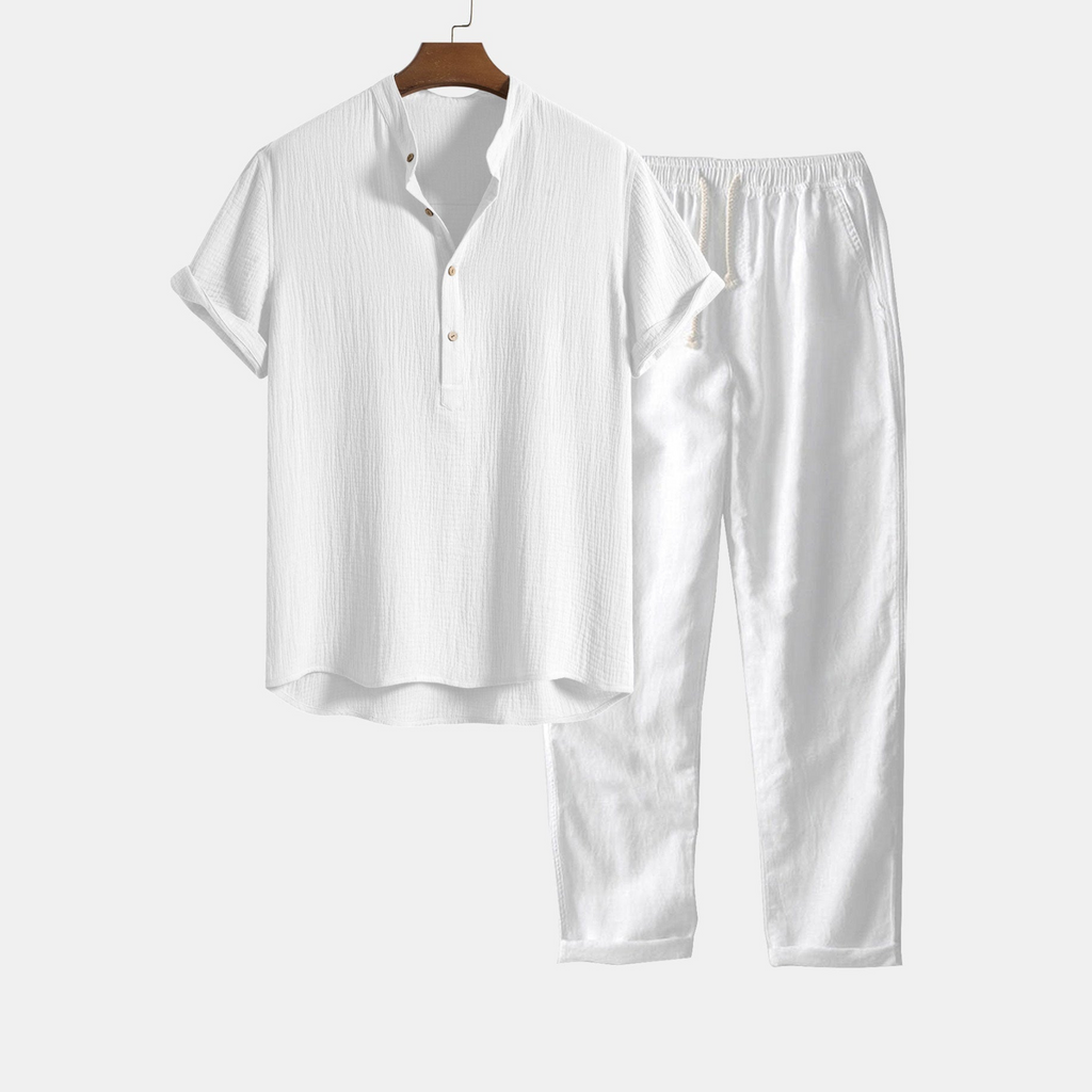 Tom Hollinger | Zerknittertes Baumwoll-Henley-Shirt
