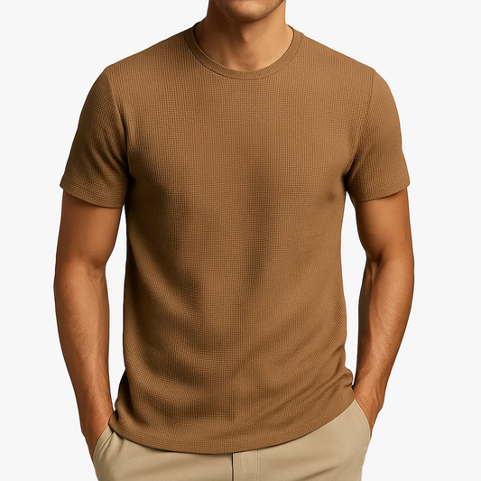Tom Hollinger | Herren T-Shirt mit Rundhalsausschnitt aus Waffelstrick-Mischgewebe