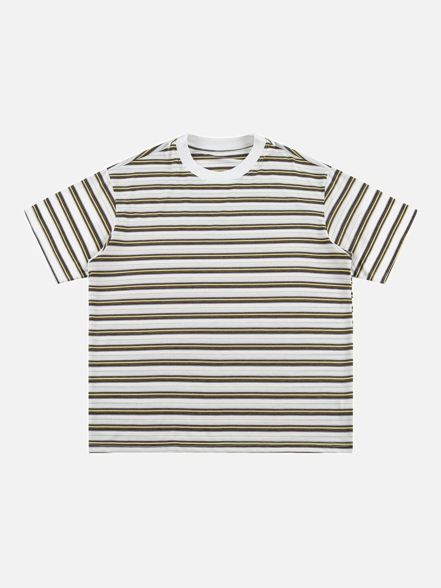 Tom Hollinger | Lässiges gestreiftes Strick-T-Shirt in Braun und Gold