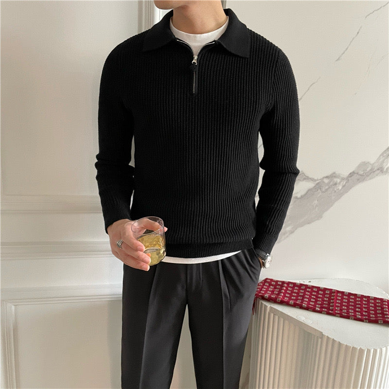 Tom Hollinger | Herren Strickpullover Mit Halbzip Aus Baumwolle