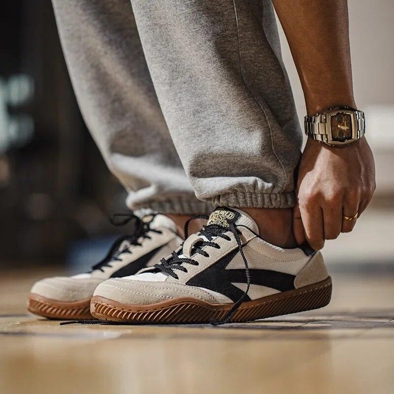 Tom Hollinger |  Herren Wildleder Stoff Retro Turnschuhe Braun