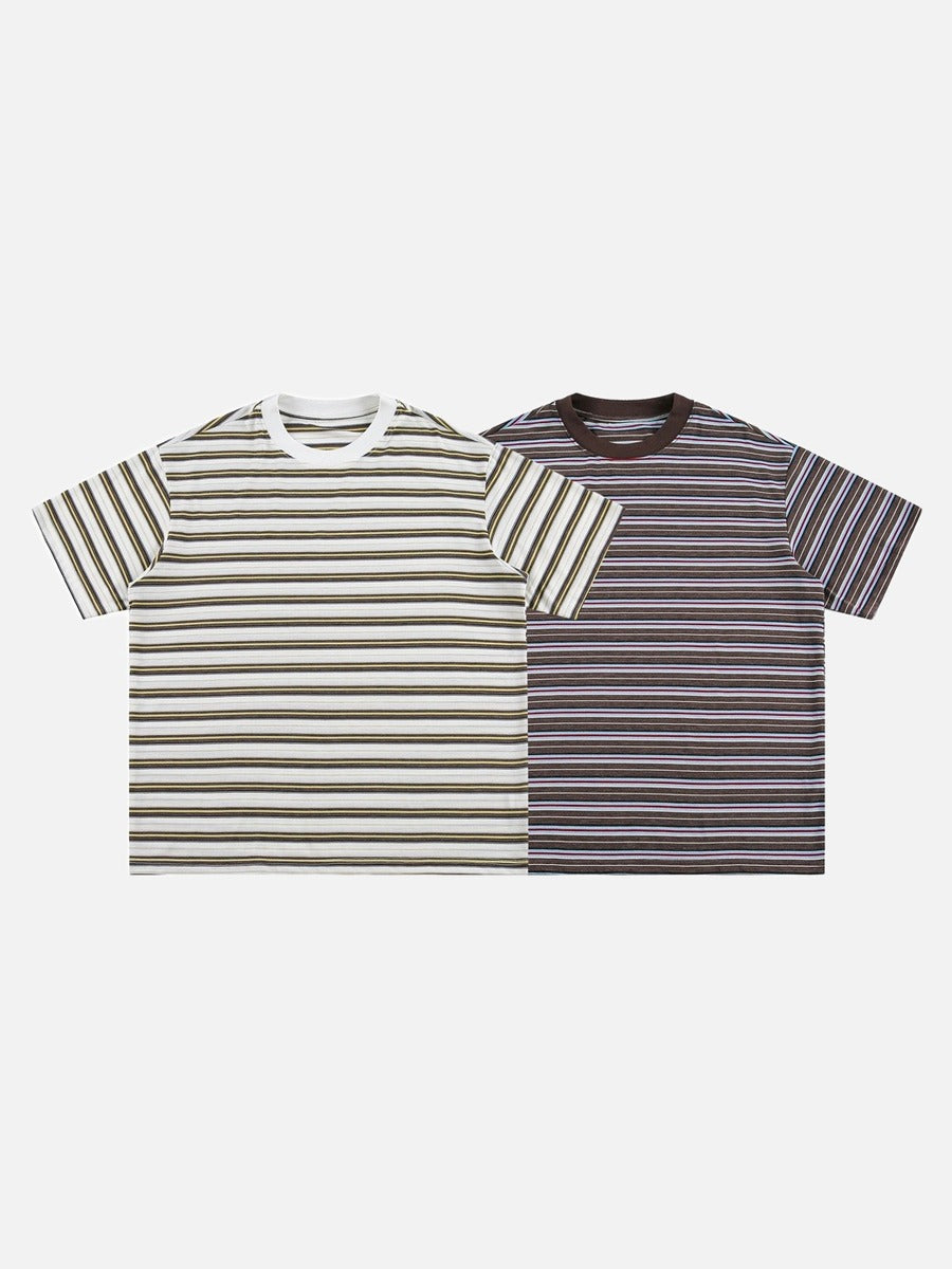 Tom Hollinger | Lässiges gestreiftes Strick-T-Shirt in Braun und Gold