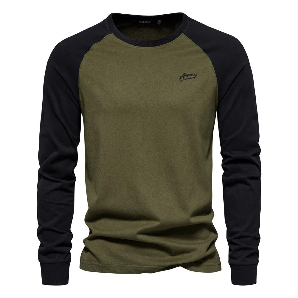 Tom Hollinger | Herren Langarmshirt mit Patchwork und Rundhalsausschnitt