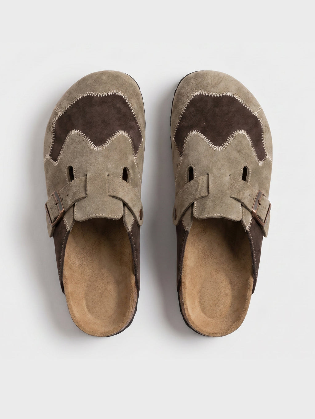 Tom Hollinger | Unisex Clogs Aus Veloursleder In Patchwork Beige