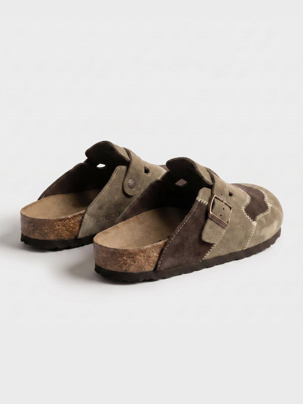 Tom Hollinger | Unisex Clogs Aus Veloursleder In Patchwork Beige