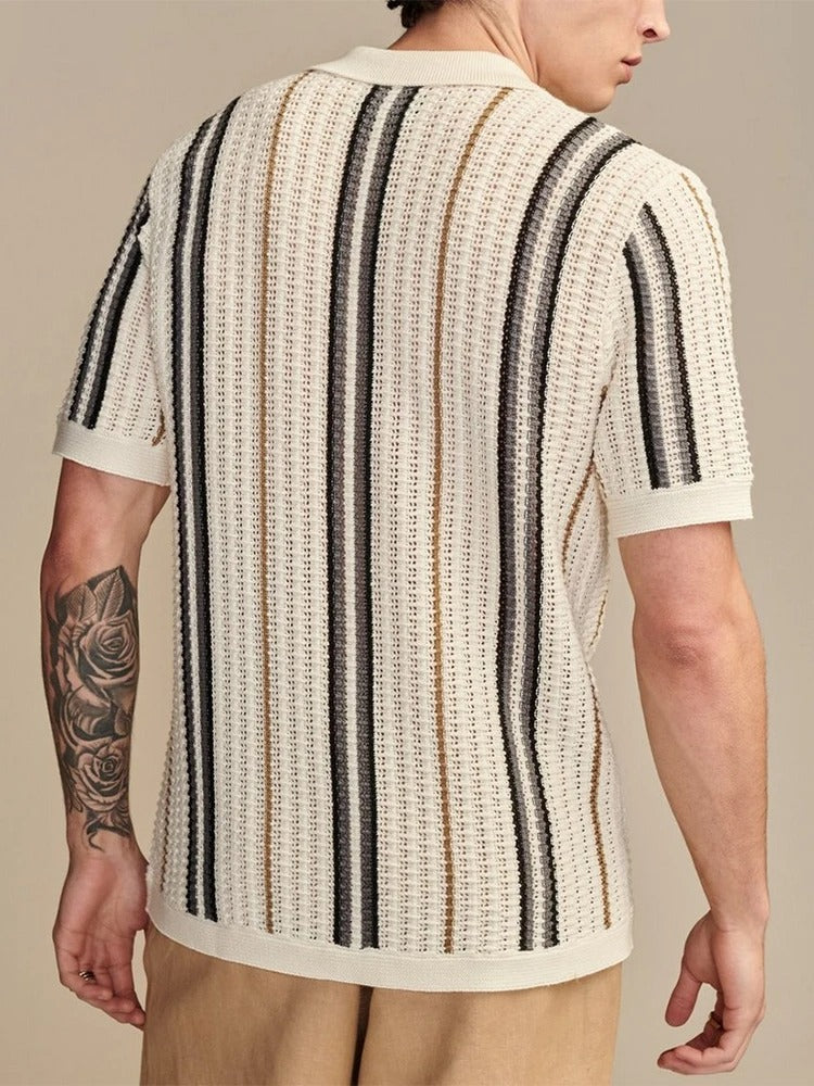 Tom Hollinger | Retro-Strickhemd mit Knopfleiste