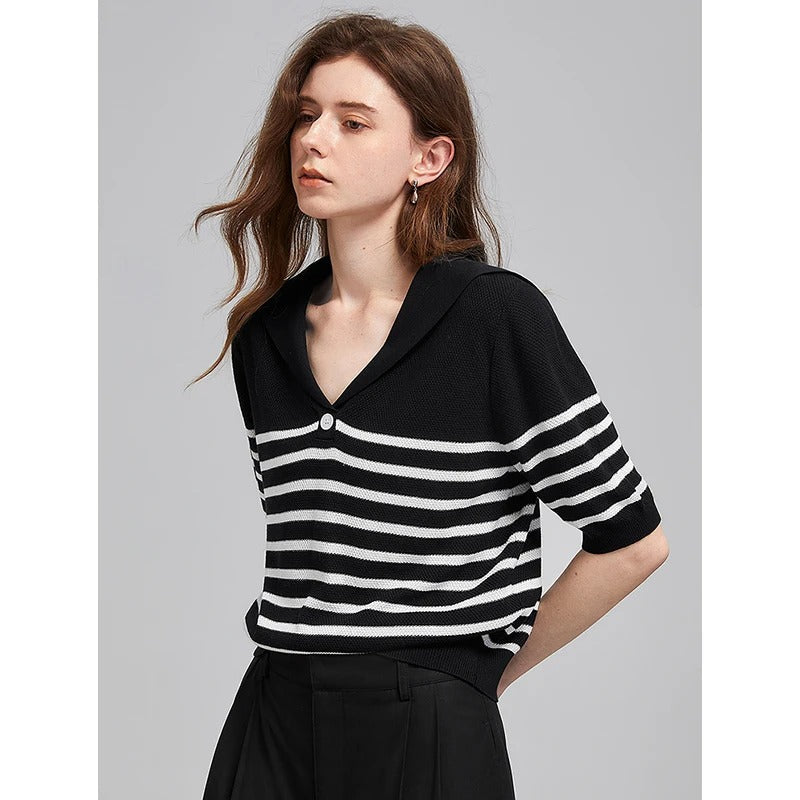 Tom Hollinger | Gestreiftes Pullover-Top mit Kragen