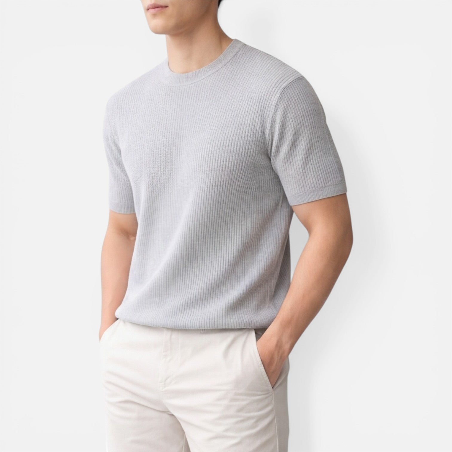 Tom Hollinger | Herren Rippstrick Slim Fit Leichtes T-Shirt