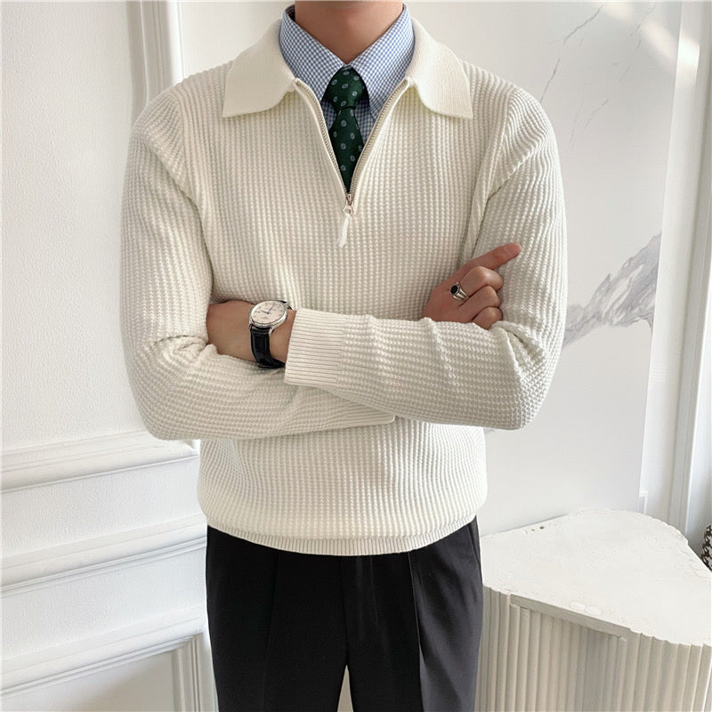 Tom Hollinger | Herren Strickpullover Mit Halbzip Aus Baumwolle