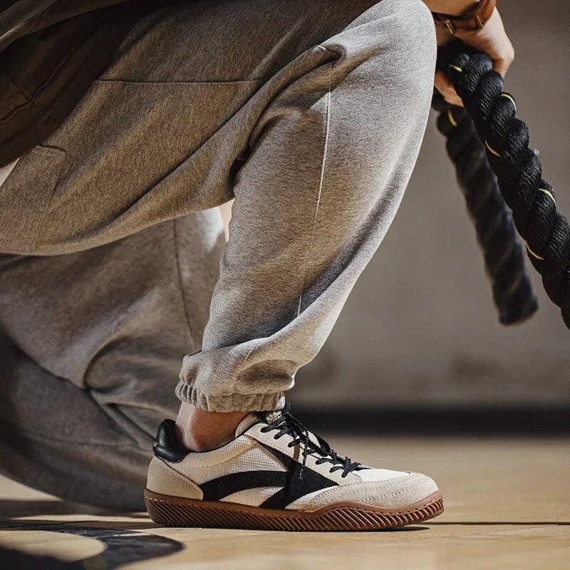 Tom Hollinger |  Herren Wildleder Stoff Retro Turnschuhe Braun