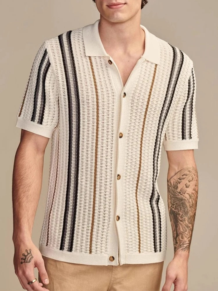 Tom Hollinger | Retro-Strickhemd mit Knopfleiste