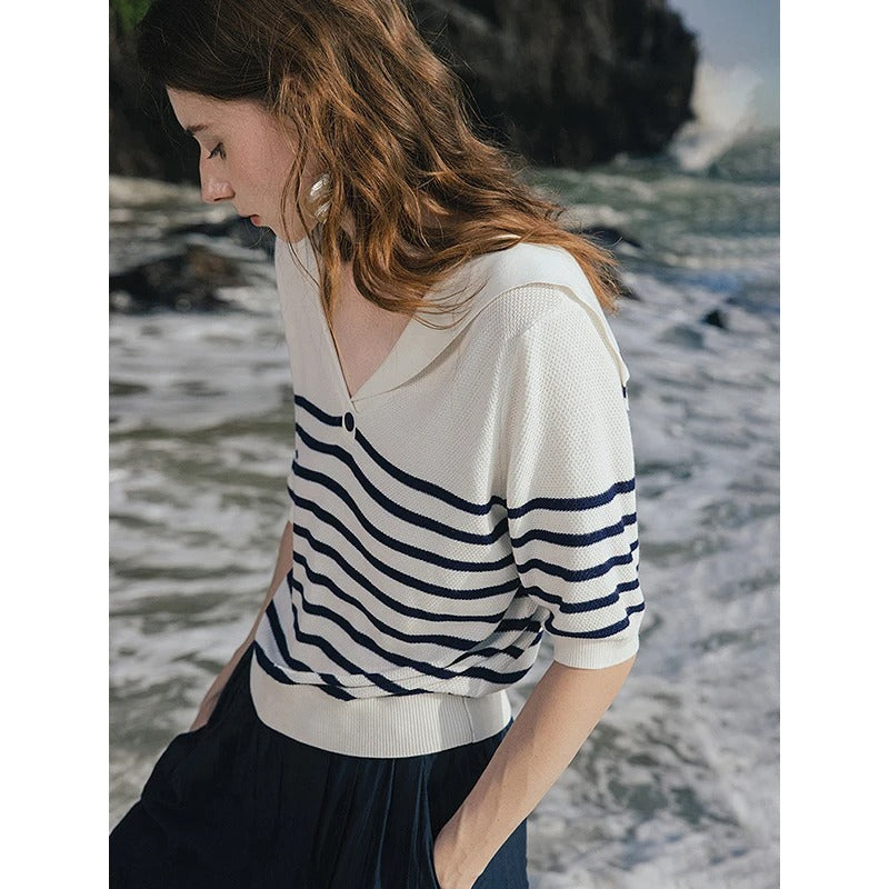 Tom Hollinger | Gestreiftes Pullover-Top mit Kragen