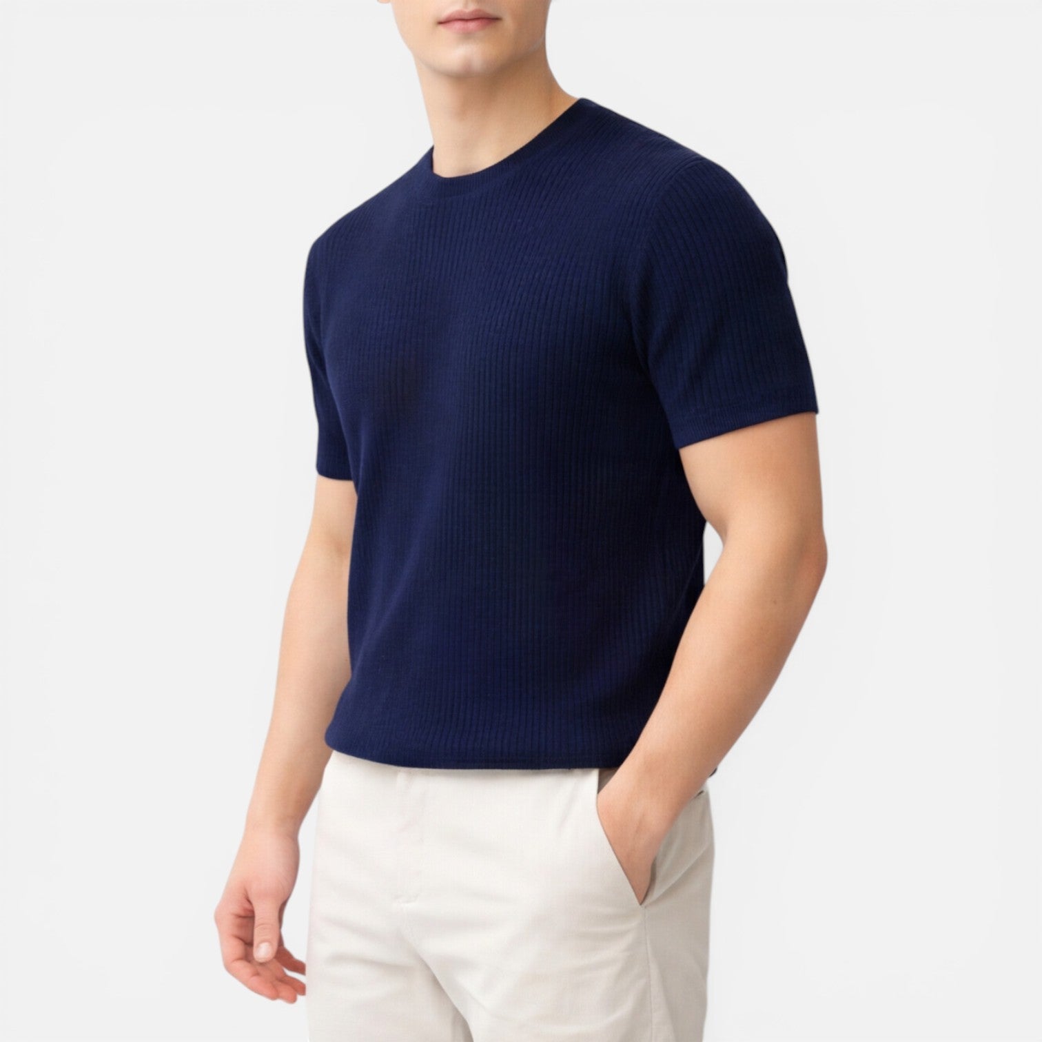 Tom Hollinger | Herren Rippstrick Slim Fit Leichtes T-Shirt