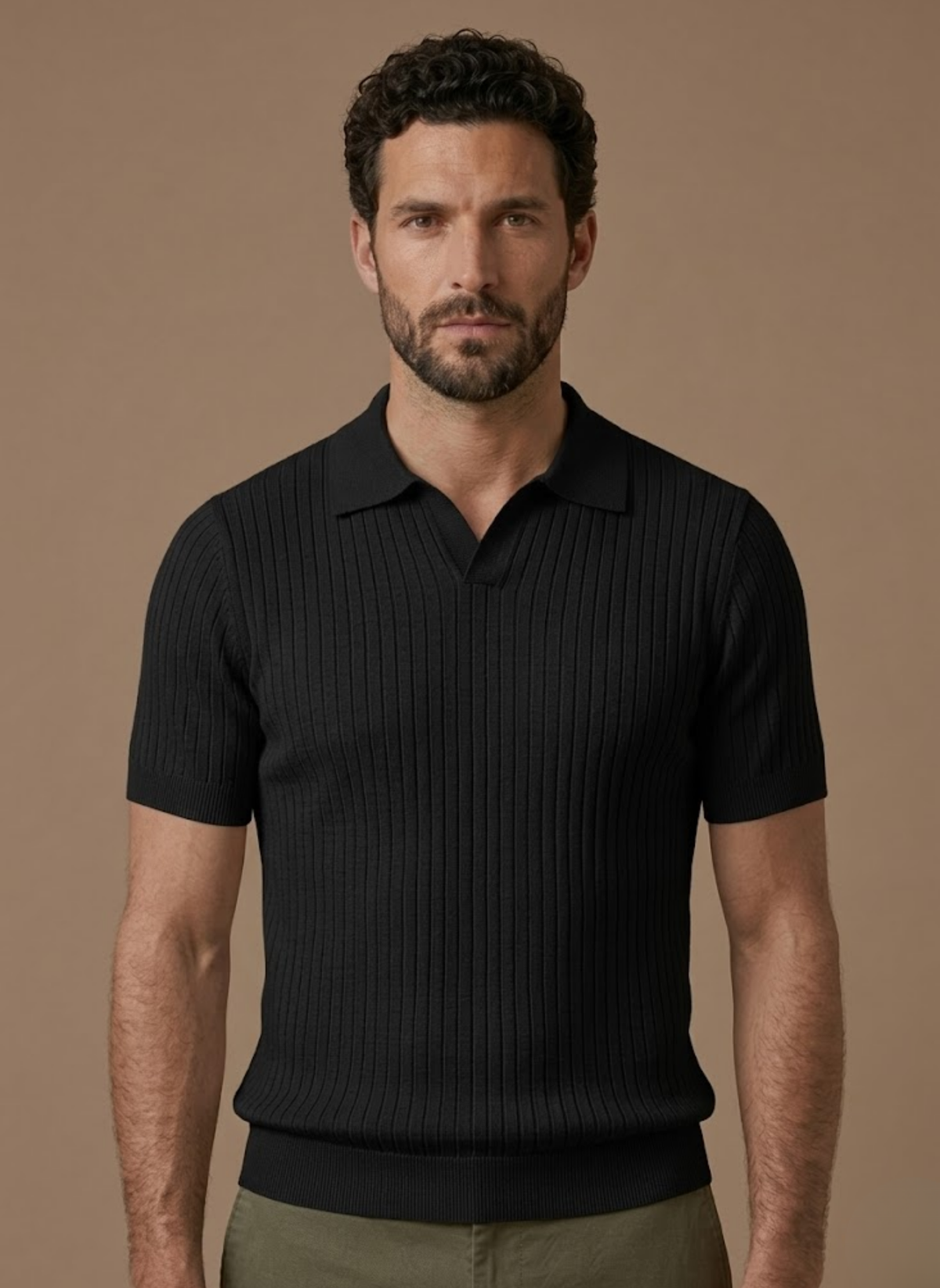 Tom Hollinger | Herren Rippenstrick Poloshirt Leicht Sommer Freizeit