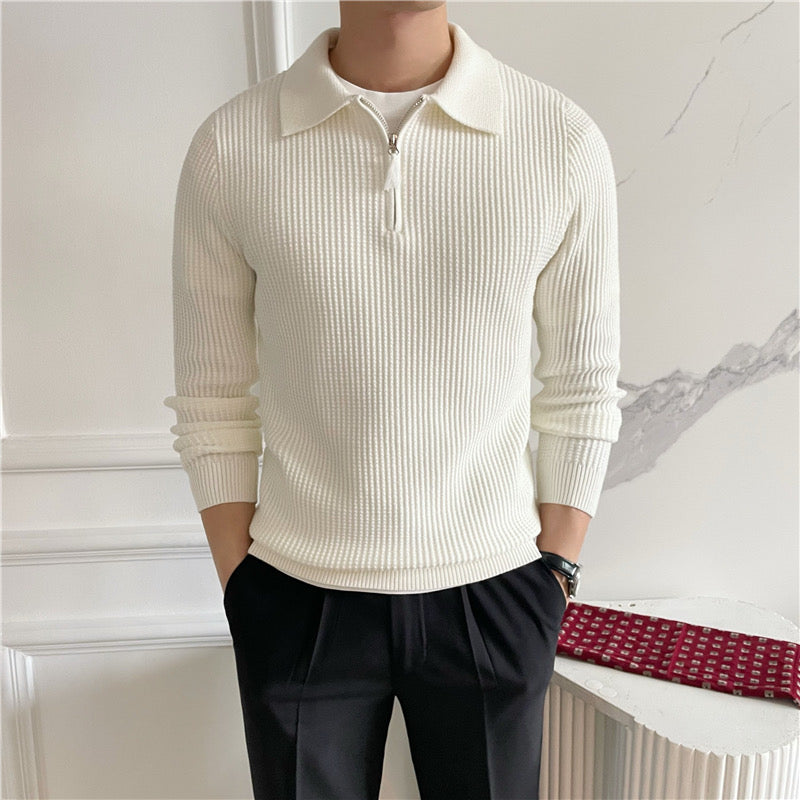 Tom Hollinger | Herren Strickpullover Mit Halbzip Aus Baumwolle