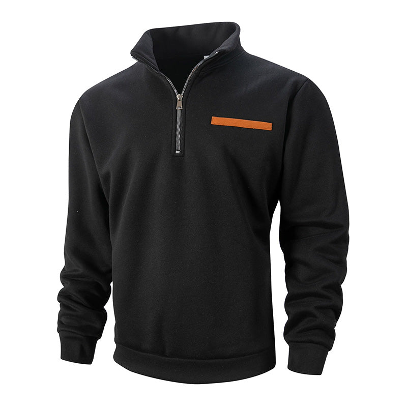 Herren Polyester Langarmshirt mit halbem Reißverschluss