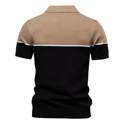 Tom Hollinger | Herren Poloshirt mit V-Ausschnitt, kurzärmelig, zweifarbig, mit Rippbündchen
