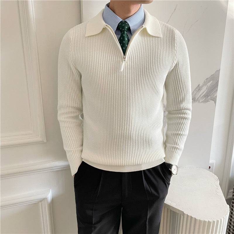 Tom Hollinger | Herren Strickpullover Mit Halbzip Aus Baumwolle