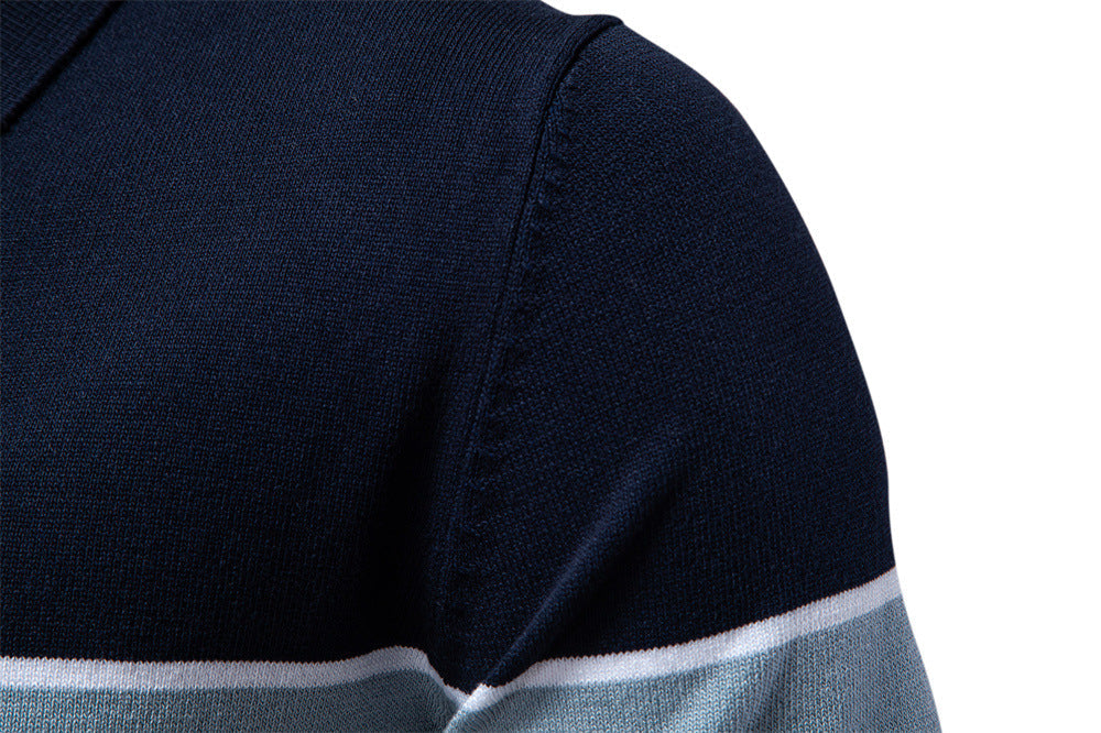 Tom Hollinger | Herren Poloshirt mit V-Ausschnitt, kurzärmelig, zweifarbig, mit Rippbündchen