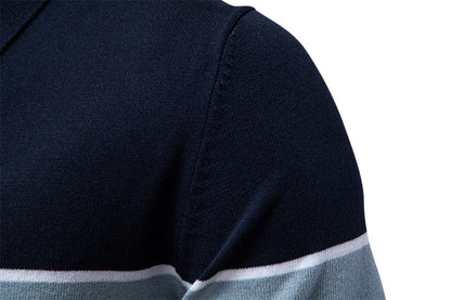 Tom Hollinger | Herren Poloshirt mit V-Ausschnitt, kurzärmelig, zweifarbig, mit Rippbündchen