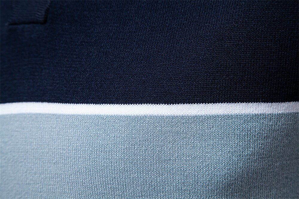 Tom Hollinger | Herren Poloshirt mit V-Ausschnitt, kurzärmelig, zweifarbig, mit Rippbündchen
