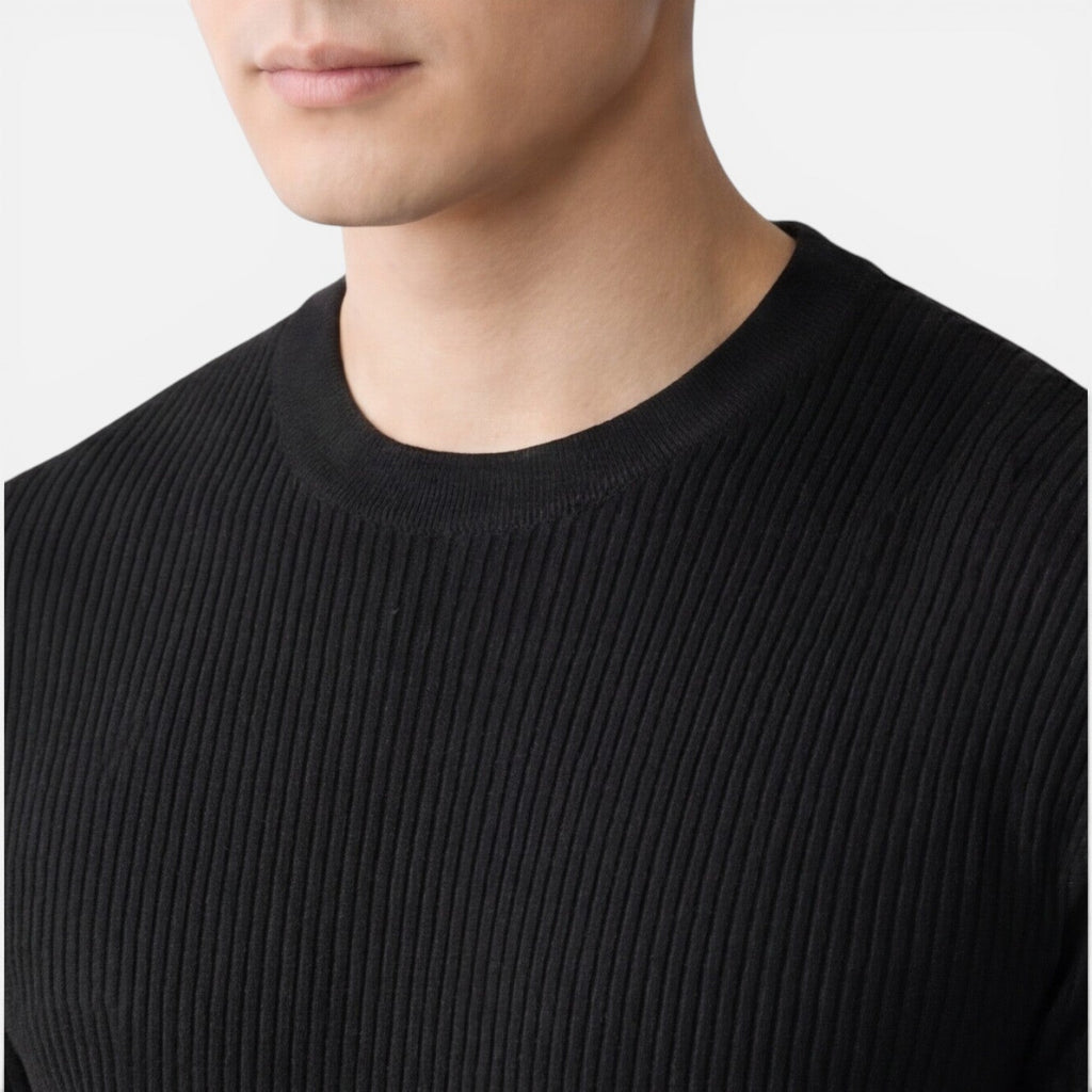 Tom Hollinger | Herren Rippstrick Slim Fit Leichtes T-Shirt