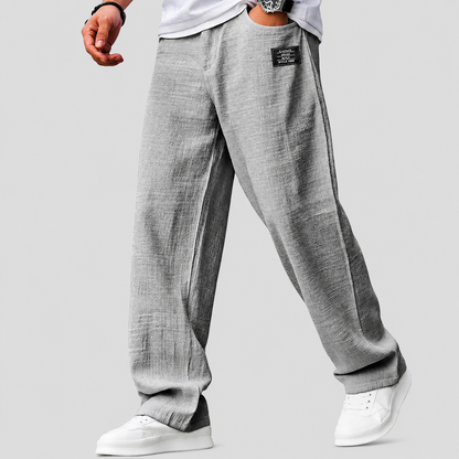 Herren Leinenhose Mit Weitem Bein Und Lockerer Passform