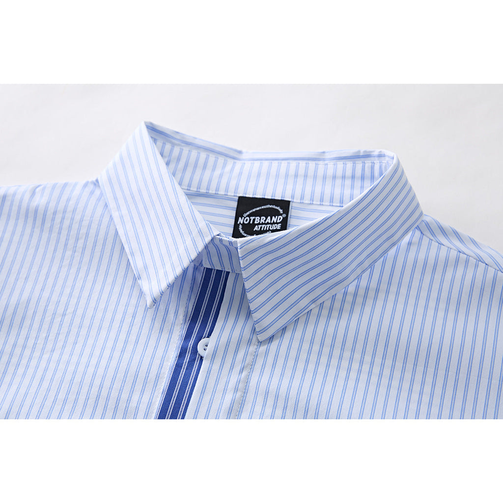 Herren Gestreiftes Kurzarmhemd Mit Relaxed Fit Blau
