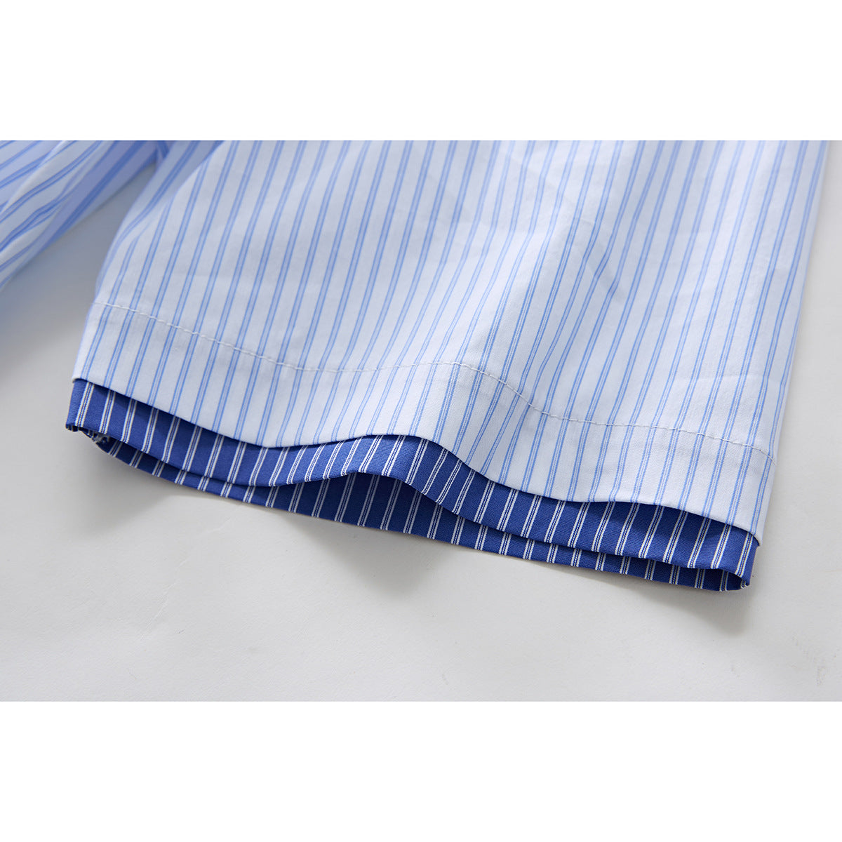 Herren Gestreiftes Kurzarmhemd Mit Relaxed Fit Blau