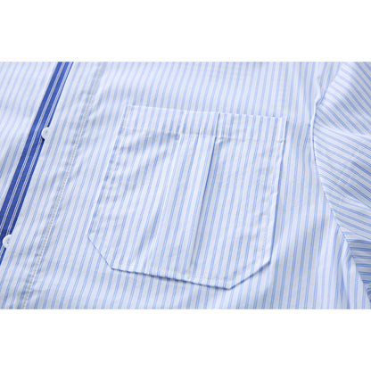 Herren Gestreiftes Kurzarmhemd Mit Relaxed Fit Blau
