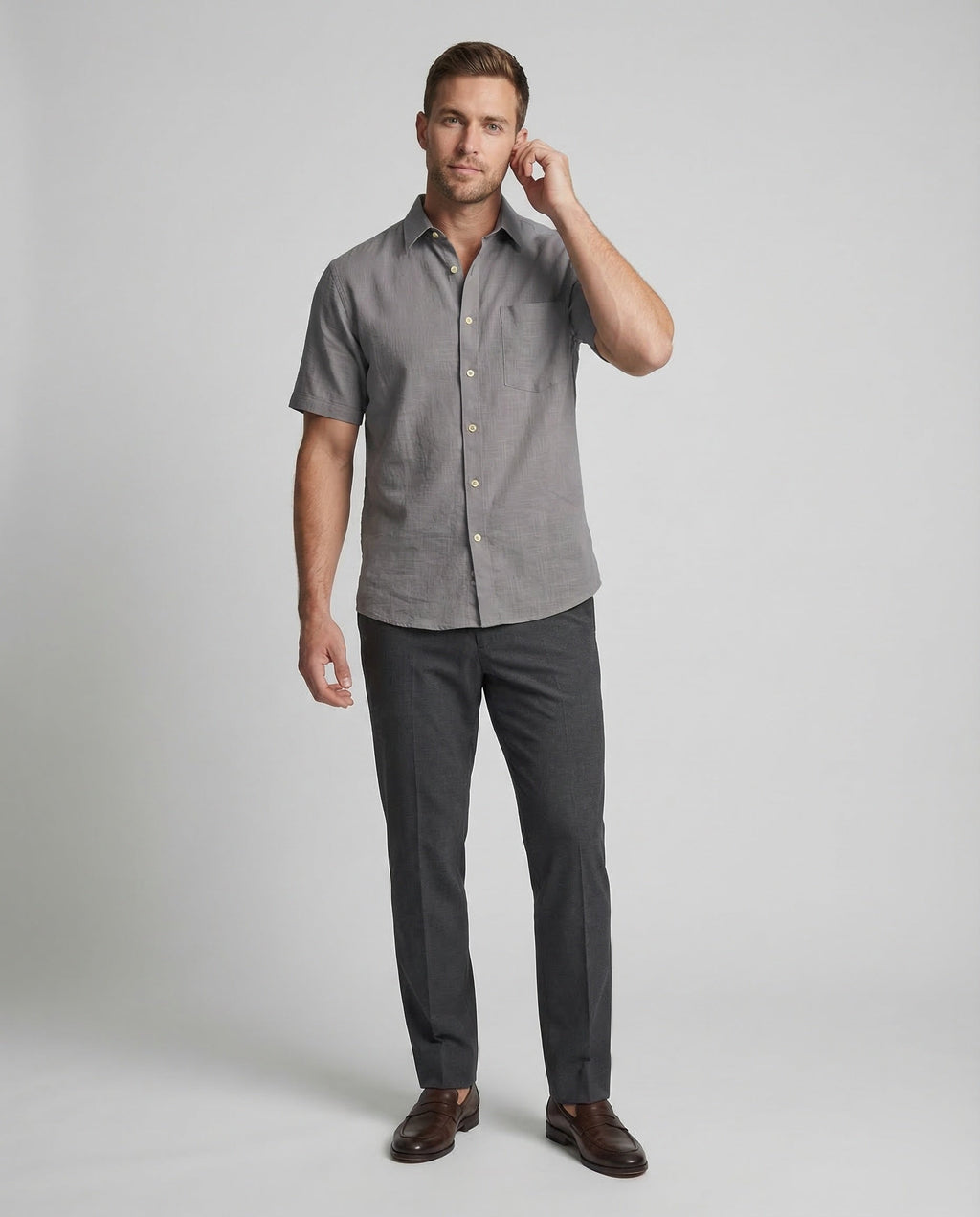 Tom Hollinger | Herren Kurzarmhemd Aus Leinenmischung Mit Relaxed Fit