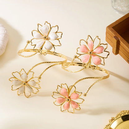 Fashion Metal Hollow Flower Cuff Bangle