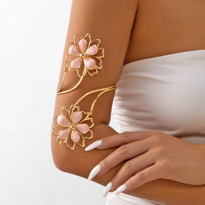 Fashion Metal Hollow Flower Cuff Bangle