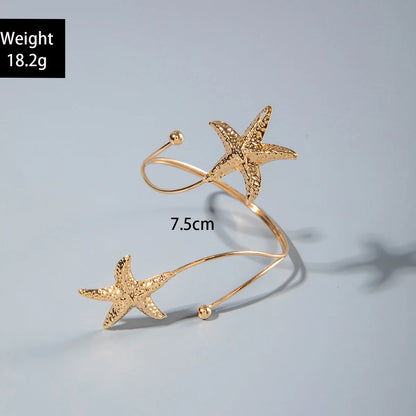 Bohemian Metal Starfish Open Arm Bracelet