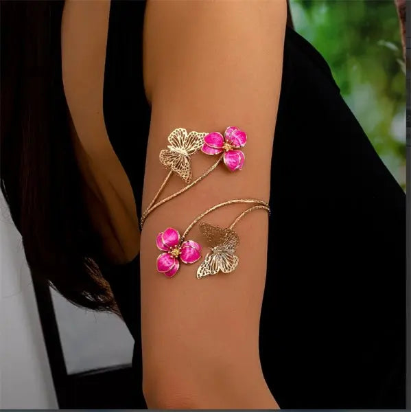 Bohemian Enamel Flower Cuff