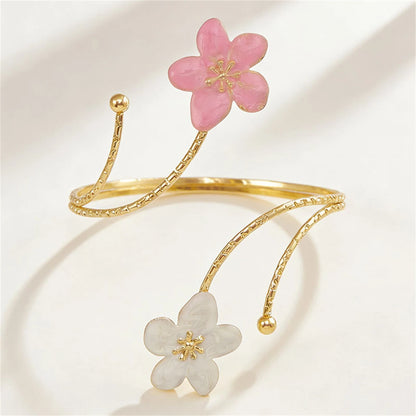 Edgy Statement Metal Flower Arm Cuff Bangle