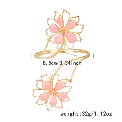 Fashion Metal Hollow Flower Cuff Bangle