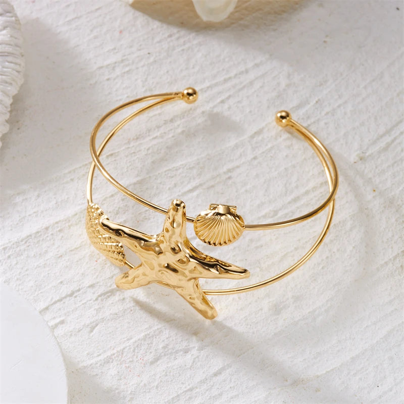 Bohemian Gold Color Starfish Arm Cuff