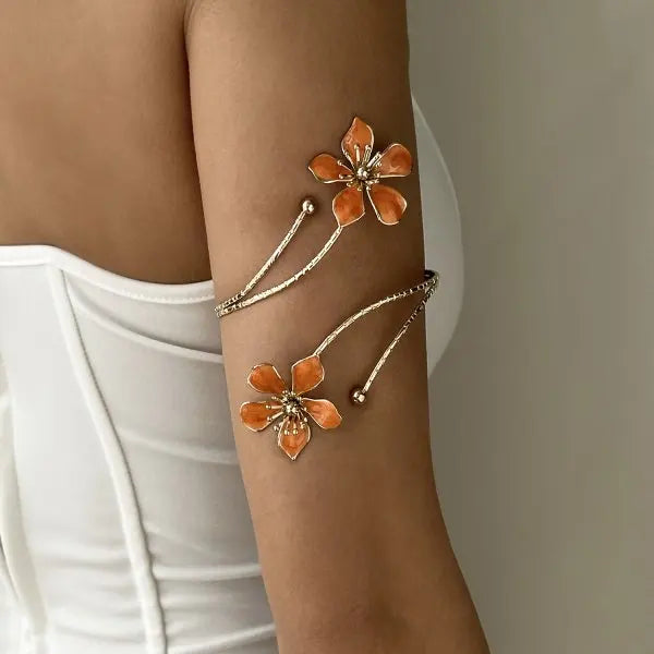 Bohemian Enamel Flower Cuff