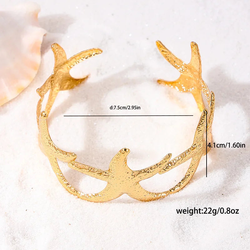 Bohemian Metal Starfish Open Arm Bracelet