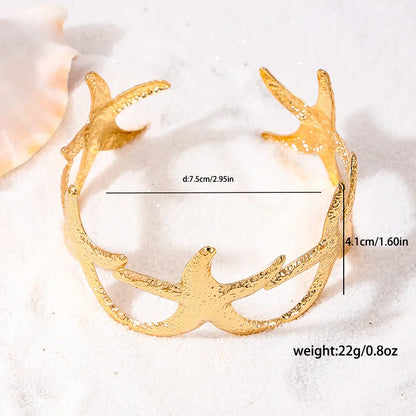 Bohemian Metal Starfish Open Arm Bracelet