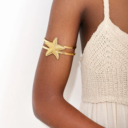 Bohemian Metal Starfish Open Arm Bracelet