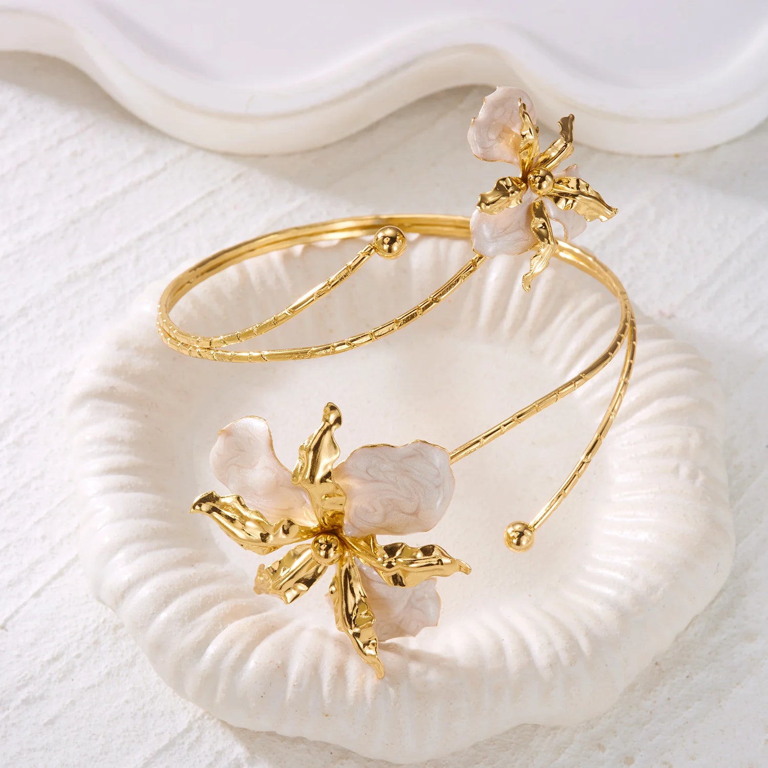 Bohemian Enamel Flower Cuff