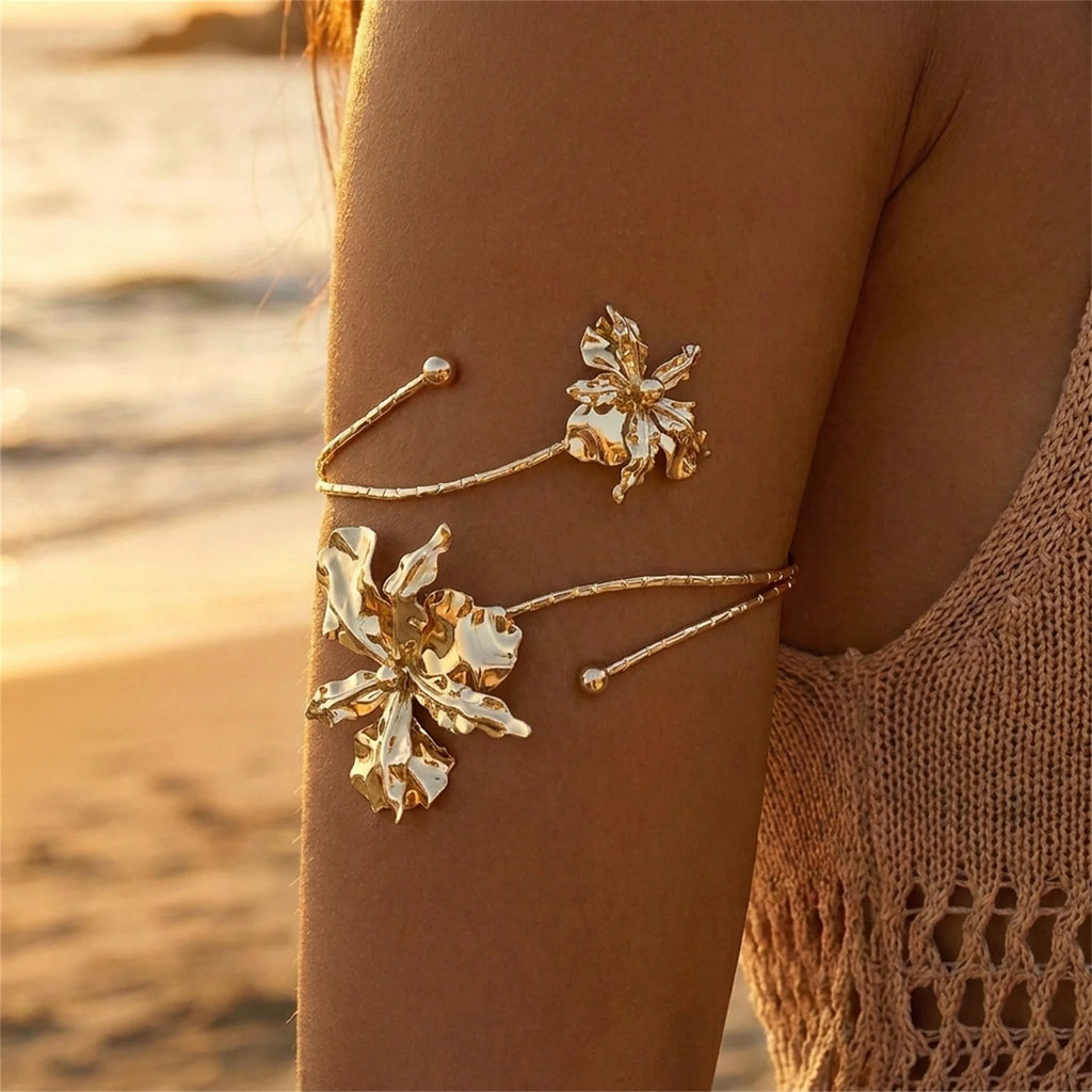 Bohemian Enamel Flower Cuff