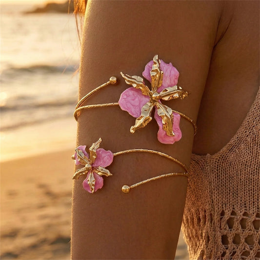 Bohemian Enamel Flower Cuff