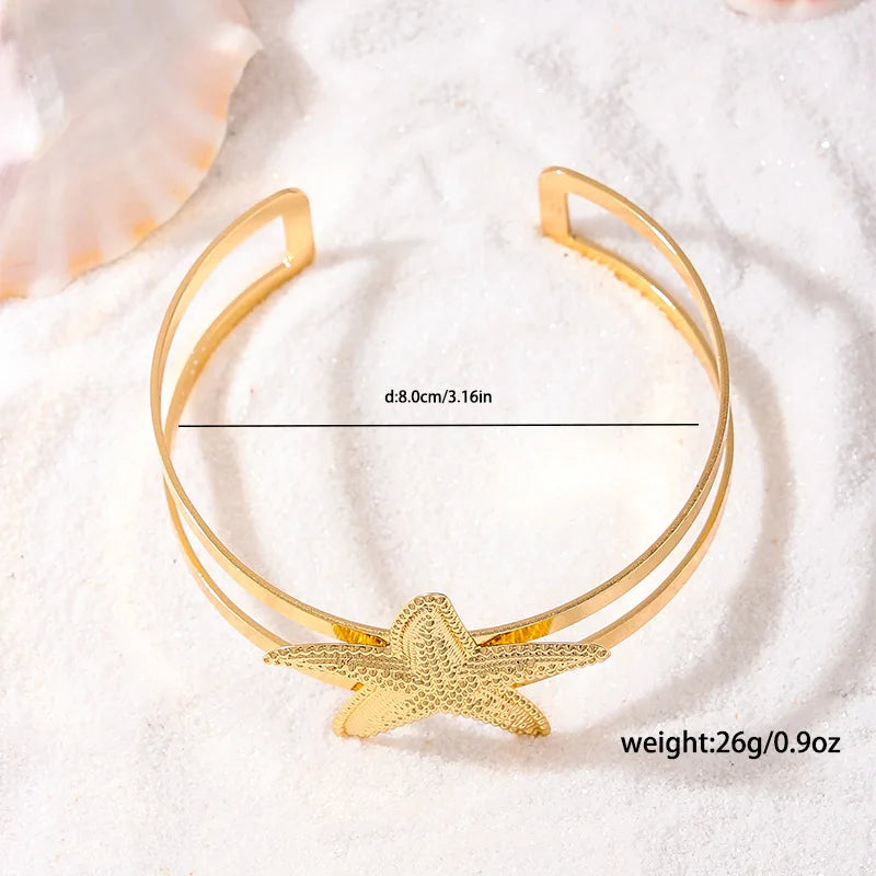 Bohemian Metal Starfish Open Arm Bracelet