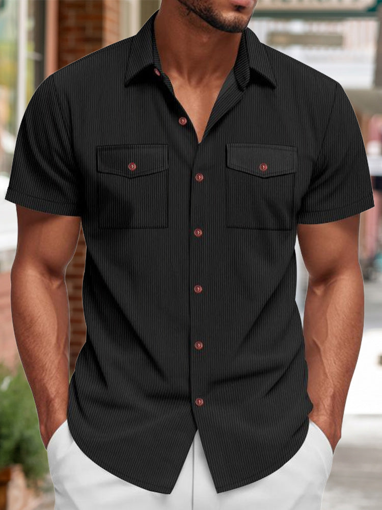 Tom Hollinger | Herren Kurzarmhemd Aus Rippstrick In Relaxed Fit