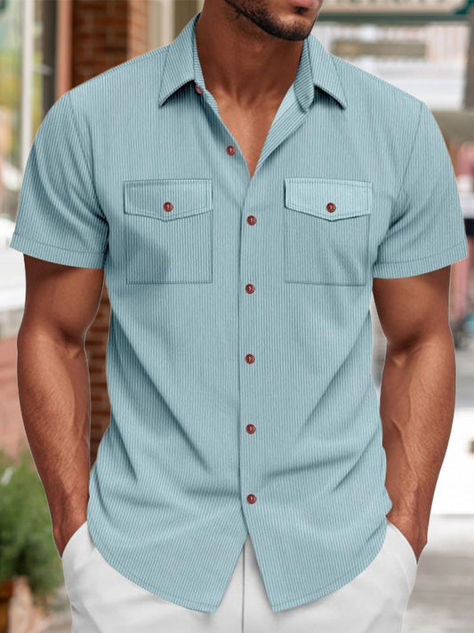 Tom Hollinger | Herren Kurzarmhemd Aus Rippstrick In Relaxed Fit